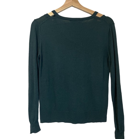 Emerald Green Zara Knit V-neck Sweater with Shoulder Cut Outs Size Small - Picture 7 of 8